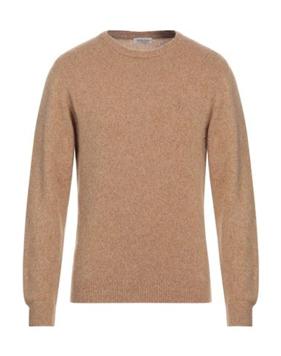 Jeckerson Man Sweater Camel Size Xxl Wool, Polyamide In Beige