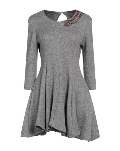 Rinascimento Woman Mini Dress Grey Size L Viscose, Polyester, Polyamide