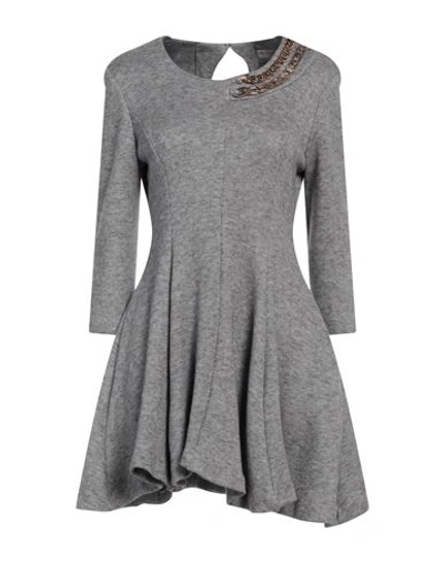 Rinascimento Woman Mini Dress Grey Size L Viscose, Polyester, Polyamide In Grey