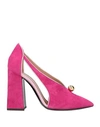 Pollini Woman Pumps Fuchsia Size 11 Soft Leather In Pink