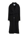 Msgm Woman Coat Black Size 10 Virgin Wool, Polyamide In Black