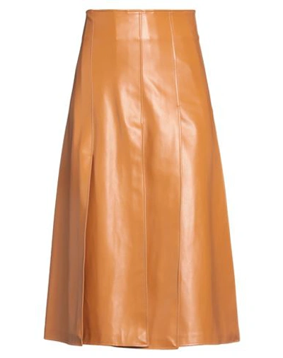 A.w.a.k.e. A. W.a. K.e. Mode Woman Midi Skirt Camel Size 4 Polyester In Beige
