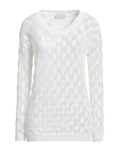 Drumohr Woman Sweater Ivory Size Xl Cotton In White