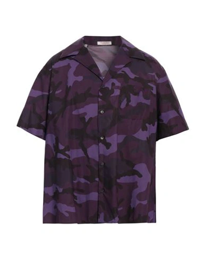 Valentino Man Shirt Deep Purple Size 40 Cotton