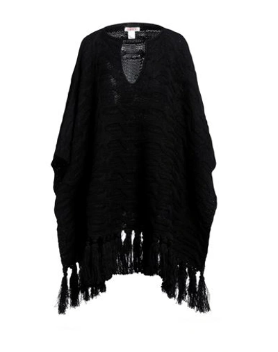 Kontatto Woman Capes & Ponchos Black Size Onesize Wool, Acrylic