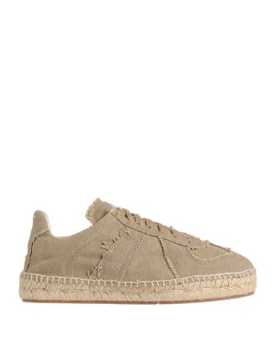 Maison Margiela Woman Espadrilles Khaki Size 11 Textile Fibers In Beige