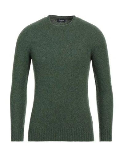Drumohr Man Sweater Military Green Size 36 Lambswool In Green