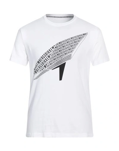 Bikkembergs Man T-shirt White Size Xl Cotton, Elastane