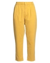White Wise Woman Pants Mustard Size 10 Cotton, Elastane In Yellow