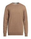 Cashmere Company Man Sweater Camel Size 44 Wool, Cashmere, Nylon, Silk In Beige