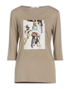 Mr Massimo Rebecchi Woman T-shirt Khaki Size S Viscose, Elastane In Beige