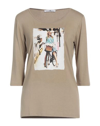 Mr Massimo Rebecchi Woman T-shirt Khaki Size S Viscose, Elastane In Beige