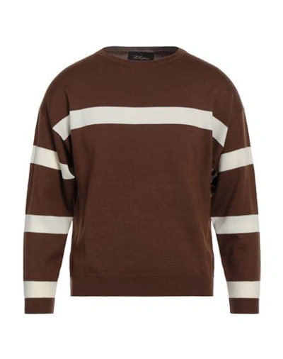 Les Copains Man Sweater Brown Size 32 Virgin Wool