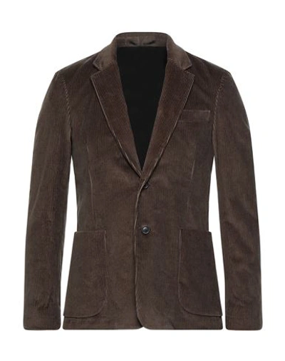 Mauro Grifoni Grifoni Man Blazer Cocoa Size 44 Cotton, Elastane In Brown