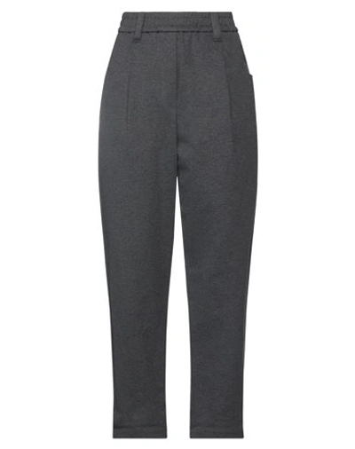 Brunello Cucinelli Woman Pants Lead Size 4 Cotton, Polyamide, Elastane In Grey