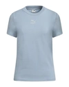 Puma Classics Slim Tee Woman T-shirt Sky Blue Size Xl Cotton, Elastane
