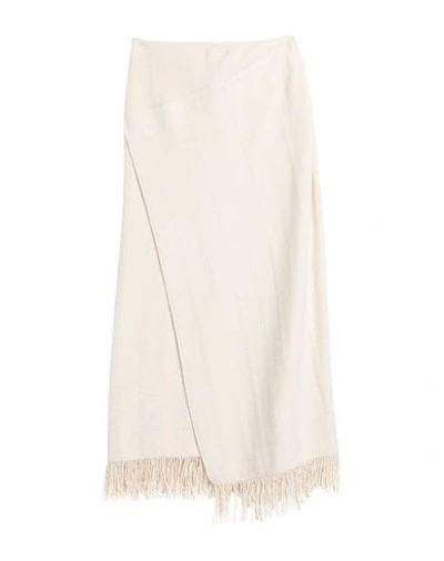 Jil Sander Woman Maxi Skirt Cream Size 10 Cotton, Linen, Polyamide, Polyurethane In White