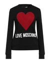 Love Moschino Woman Sweatshirt Black Size 4 Cotton, Elastane