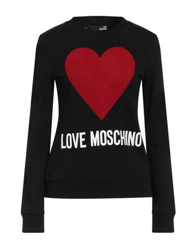 Love Moschino Woman Sweatshirt Black Size 4 Cotton, Elastane In Black