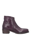 Hundred 100 Woman Ankle Boots Dark Purple Size 9 Soft Leather In Brown