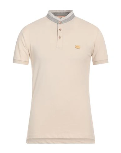 Yes Zee By Essenza Man Polo Shirt Beige Size L Cotton, Elastane