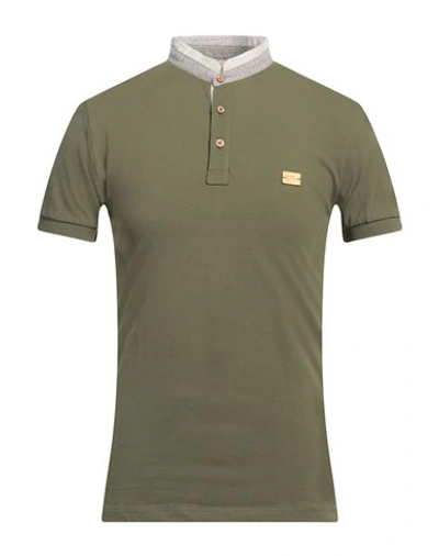 Yes Zee By Essenza Man Polo Shirt Military Green Size M Cotton, Elastane