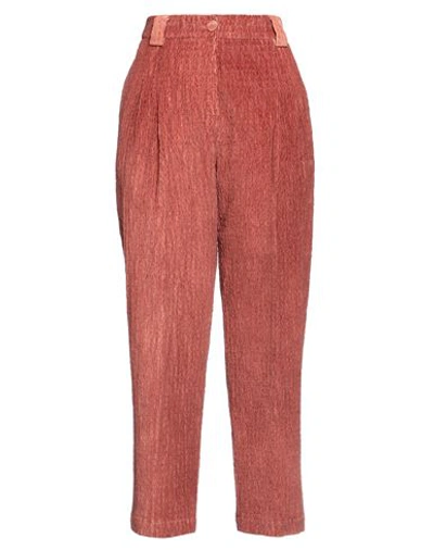 Momoní Woman Pants Rust Size 6 Cotton, Elastane In Red