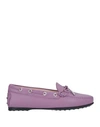 Tod's Woman Loafers Light Purple Size 7.5 Soft Leather