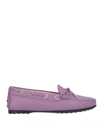 Tod's Woman Loafers Light Purple Size 7.5 Soft Leather In Purple