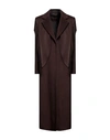 Federica Tosi Woman Coat Dark Brown Size 4 Virgin Wool, Cashmere