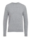 Vneck Man Sweater Light Grey Size 40 Wool, Polyamide, Elastane