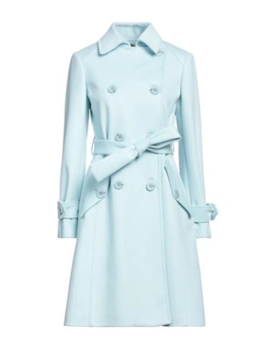 Yes London Woman Coat Sky Blue Size 10 Polyester, Viscose