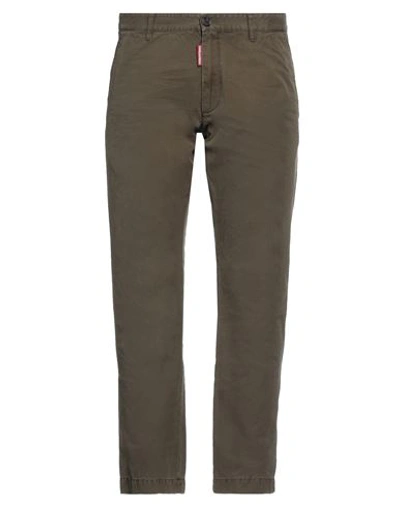 Dsquared2 Man Pants Military Green Size 38 Cotton In Green