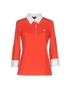 FRED PERRY FRED PERRY WOMAN POLO SHIRT RED SIZE L COTTON, ELASTANE