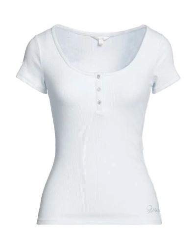 Guess Woman T-shirt Sky Blue Size M Viscose, Lycra