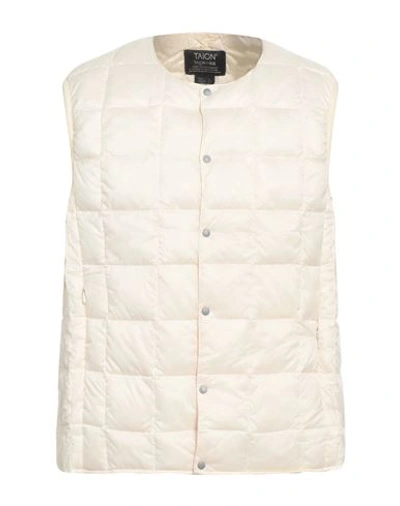 Taion Man Down Jacket Ivory Size L Nylon In White