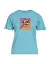 Obey Woman T-shirt Turquoise Size S Organic Cotton In Blue