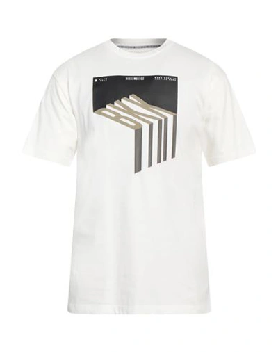Bikkembergs Man T-shirt Off White Size M Cotton, Elastane