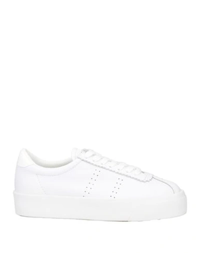 Superga Woman Sneakers White Size 5 Soft Leather, Textile Fibers