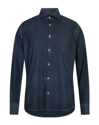 Brooksfield Man Shirt Navy Blue Size 17 Cotton