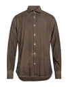 Brooksfield Man Shirt Khaki Size 17 Cotton In Beige