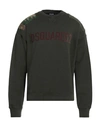 Dsquared2 Man Sweatshirt Dark Green Size L Cotton, Elastane In Green