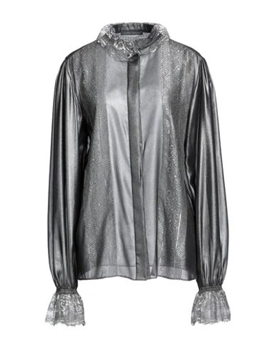 Alberta Ferretti Woman Shirt Silver Size 8 Polyester
