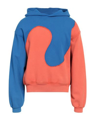 Erl Man Sweatshirt Azure Size L Cotton, Polyester In Blue