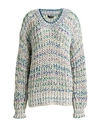 Isabel Marant Woman Sweater Pastel Blue Size 10 Viscose, Cotton, Polyamide, Metallic Fiber In Blue