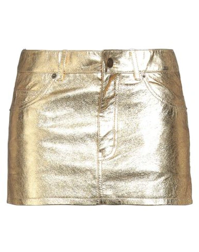 Saint Laurent Woman Mini Skirt Gold Size 4 Lambskin