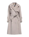 Dondup Woman Coat Taupe Size 4 Wool, Alpaca Wool, Mohair Wool, Polyamide In Grey