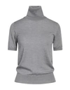 Rossopuro Woman Turtleneck Grey Size 6 Wool In Grey