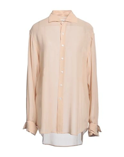 Maison Margiela Woman Shirt Camel Size 6 Silk In Beige