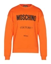 Moschino Man Sweatshirt Orange Size 38 Cotton